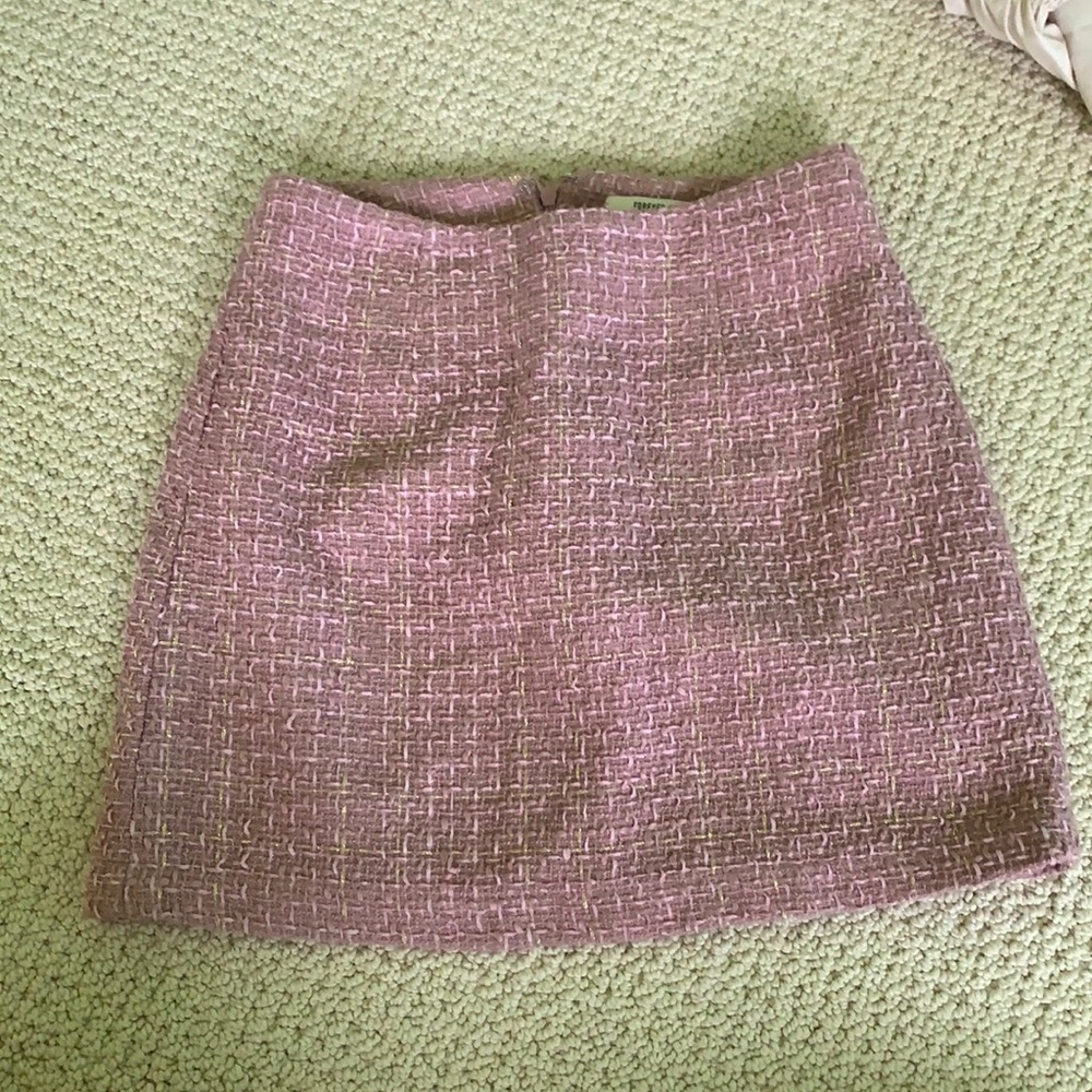 pink tweed mini skirt